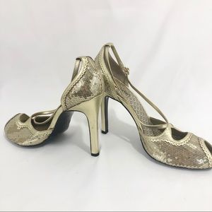 Oh Deer Shoes Gelato Gold Open Toe Sequin 11M